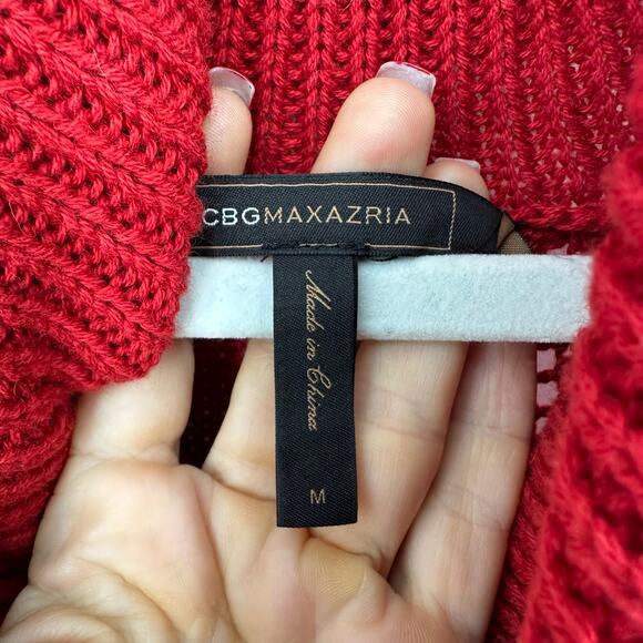 Vintage Y2K BCBGmaxazria Womens M Short Sleeve Sweater Red Cowl Neck Academia - Picture 3 of 9